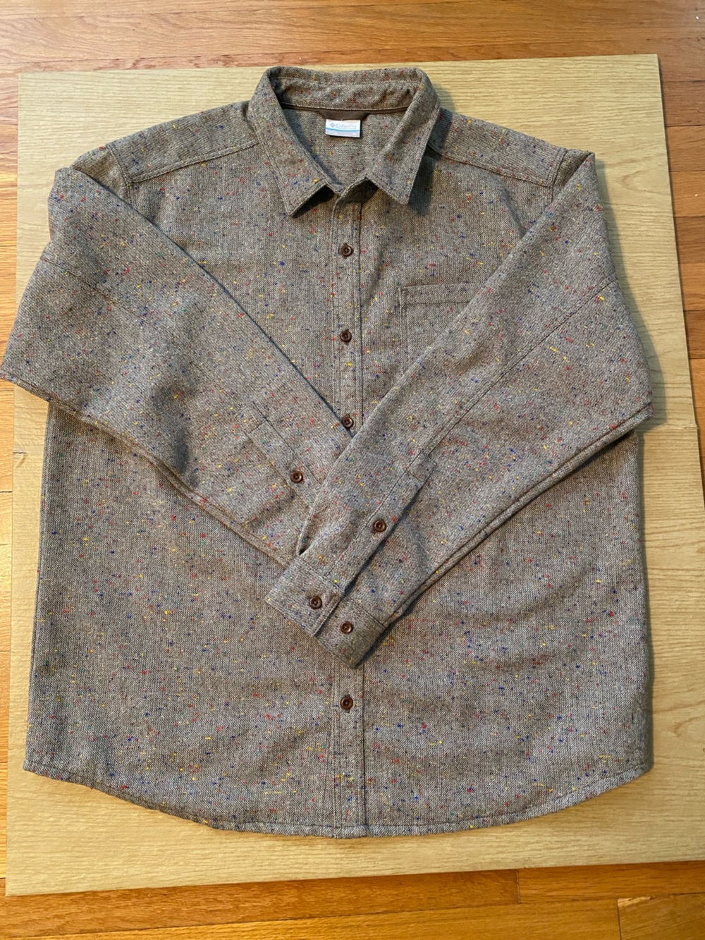 COLUMBIA Men's Grey/Colorful Flecks Heavy Weight Wool Blend Button up Shirt